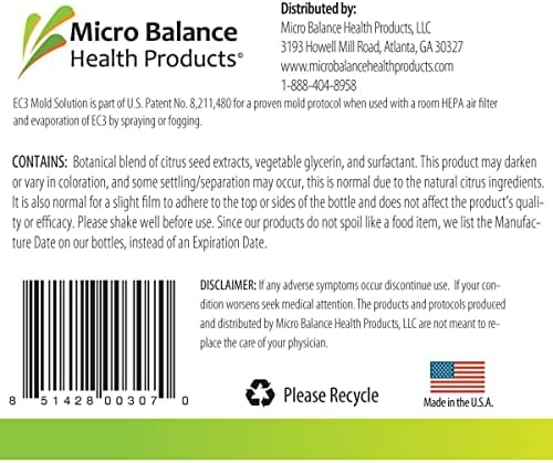 Micro Balance Health Products Концентрат за фрезоване на EC3 - билков разтвор за твърди и меки повърхности - 16 течни унции