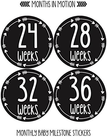 Месеци в движение Етикети за седмичен ръст на корема по време на бременност - Етикети за корема с дъно на детето -
