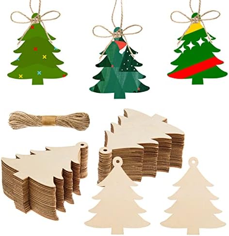 150 Броя Дървени Изрезки за Коледно Занаяти Украса Незаконченная Коледно Дърво Висящи Украшения Е Коледно