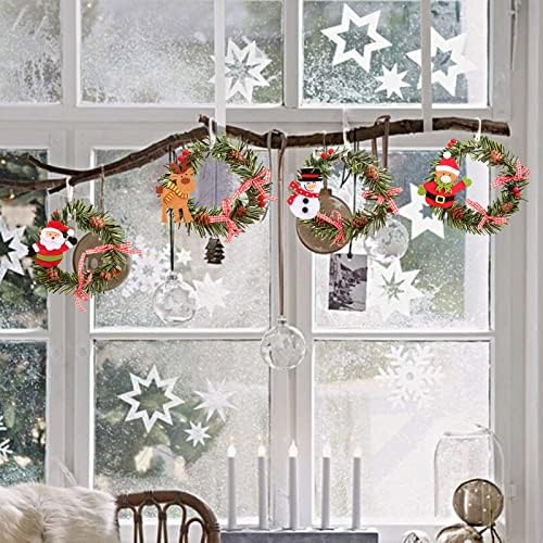 Коледен Венец TODOZO, Коледни Врата Венци от ратан, Малък прозорец Дядо коледа, Стенни Вратата, Домашни Празнични