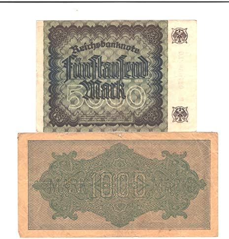 Германия Ваймарската Република Набор от банкноти от 20 000, 10 000, 5000, 1000 и 500 марки (създайте своя собствена