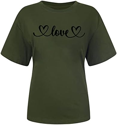 Дамска Лятна Есенна Тениска, Дрехи с Къс Ръкав, Памучен Тениска с Изображение на Сърце и Любов, Графична Тениска за