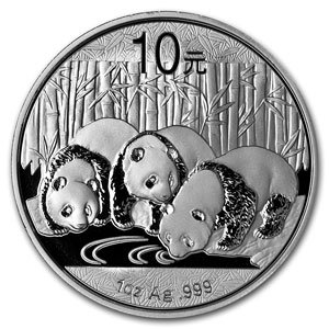 2013 Китай 1 унция Сребърна монета с Пандой 10 Юана Лъскава Необращенная