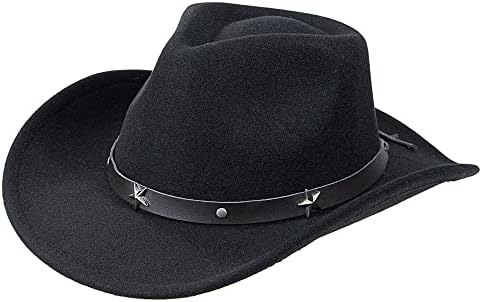 За жени и момичета, ковбойская шапка в стил уестърн с катарамата на колана си, фетровая фетровая шапка (Размер: M-L)
