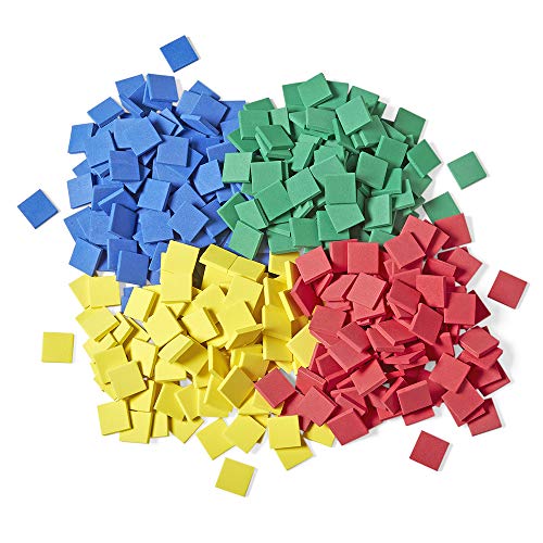Цветни Квадратни плочки hand2mind от стиропор, Сортиране по цвят, Математически Броячи за деца, Начини за броене, Цветни