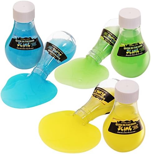Оригиналната светещ в тъмното слуз - Комплект от 3 Сини, Жълти и Зелени бутилки със Светлинен слуз за партита