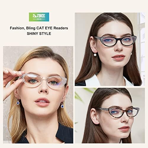 ABEJOJO, 3 опаковки очила за четене котешко око за жени, модни компютърни дизайнерски очила за четене със синя светлина,