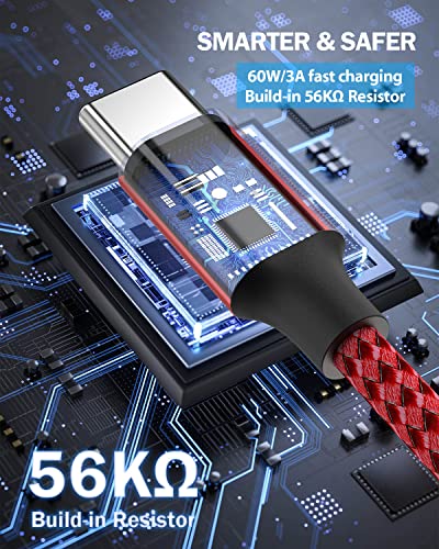 Кабел Ugetus USB C-USB C 60 W / 3A [2 опаковки от 3,3 фута], кабел за бързо зареждане Type-C е съвместим с Samsung