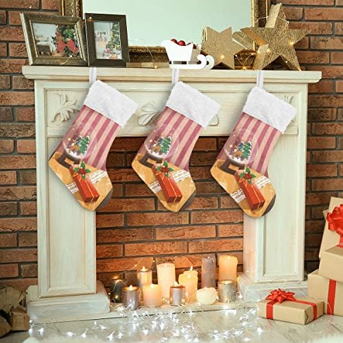 Коледни Чорапи PIMILAGU с Хрустальным топка, 1 Опаковка 17,7 инча, Окачени Чорапи за Коледна украса