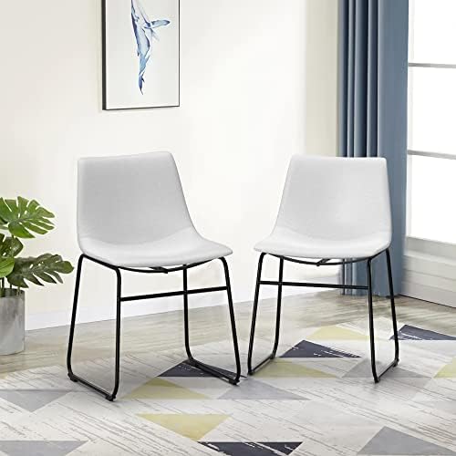 Трапезария стол NicBex в Ретро стил с метални крака за кухня, всекидневна, Трапезария, Комплект от 2 теми (Бял цвят) (A-GE17016-USSU014)