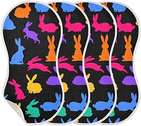 YYZZH Многоцветни С Изображение на Заек, Муслиновые Кърпички за Оригване на животните, 1 Опаковка, Памук,