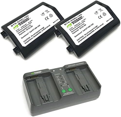 Батерия Wasabi Power (2 комплекта) и двойно зарядно устройство за Nikon EN-EL18d и Nikon Z9, D4, D4S, D5, D6, D850 (с
