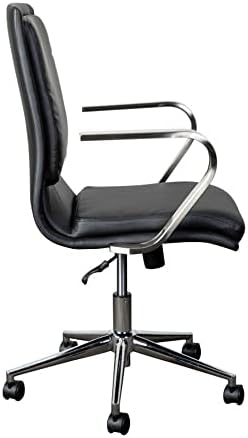 Дизайнерско Офис стол за ръководители на Flash Furniture James със средна облегалка - Черен кожен салон - База и подлакътници