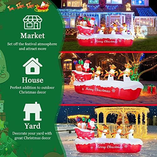COOLWUFAN 10-Подножието Коледни Надуваеми Украшения за улиците на Дядо Коледа в Шейна с Красиви Лосями, Надуваеми