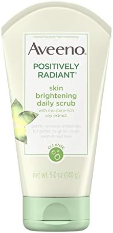 Aveeno Positively Radiant Skin Осветляющий Ексфолиращ Дневен Скраб за лице с богата влага, екстракт от соя, без
