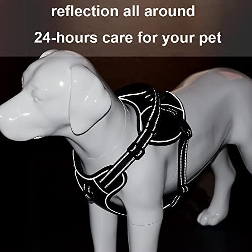 Annalovic Светоотражающая тактическа шлейка за кучета с дръжка за кучета, военна шлейка за кучета без напрежение, регулируем