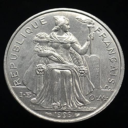 Френска Полинезия 5 швейцарски франка, Случайни Алуминиеви монети Океания KM12 Голям Диаметър 31 мм и Нови