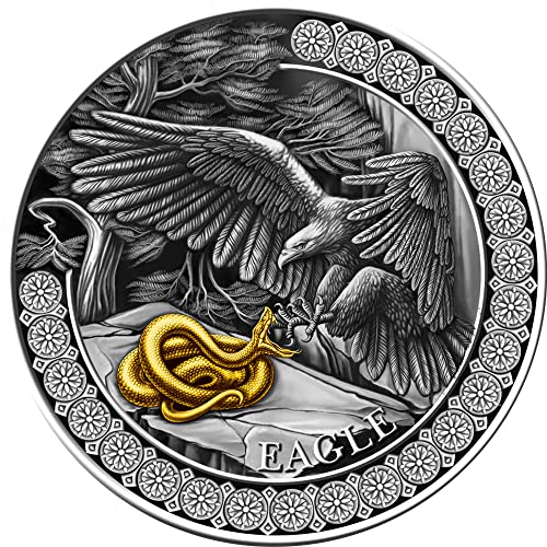 2023 DE Лов в дивата природа PowerCoin Eagle 2 Унции Монета Argento 10 Седис Гана 2023 Антични гарнитури