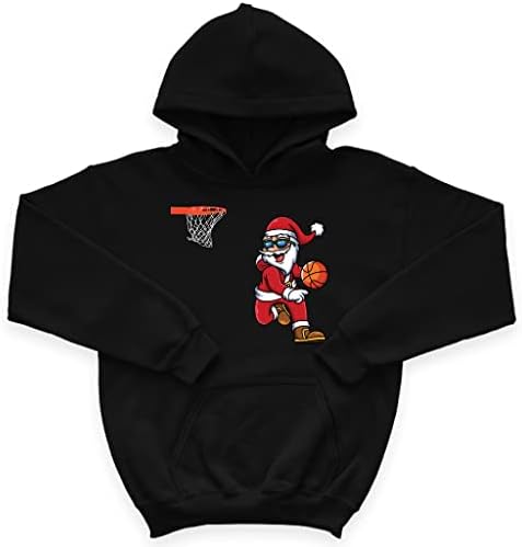 Готина Детска hoody с качулка от порести руно на Дядо Коледа - Забавна Детска hoody с качулка за Баскетбол - Празнична