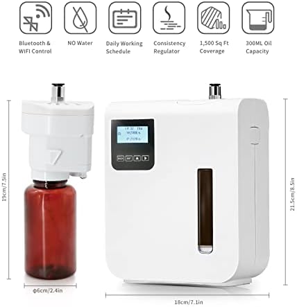 SMLQQ Smart Scent Air Machine за дома - Безводен Дифузор етерични масла с технологията на пръскане студен въздух, ароматни