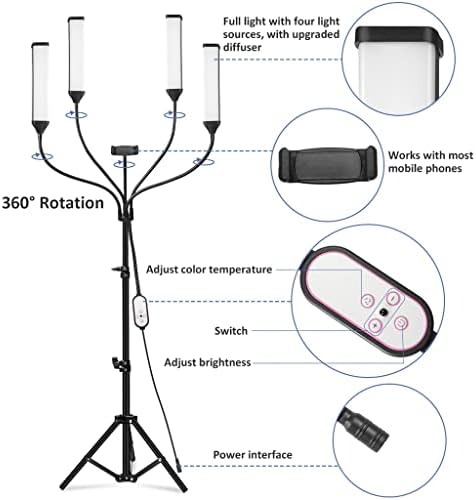 Околовръстен лампа ZLXDP с Дистанционно управление и притежател на мобилен телефон, 30 W arm Fill Light за директно излъчване