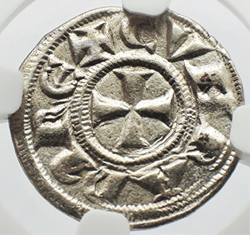ТОВА 1139-1339 години, крумовград, Италия Генуа Италианска Сребърна монета Grosso AU55 NGC