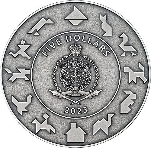 2023 DE Модерна Възпоменателна Монета PowerCoin Tangram Пъзел 2 Грама Сребърна Монета 5 $ Ниуе 2023 Антични Гарнитури