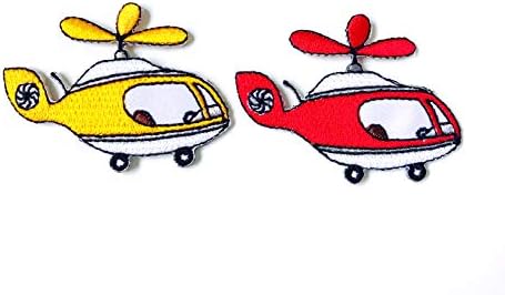 Комплект от 2 Малки Мини-най-сладкото Вертолетных Векторни Анимационни Ивици, Пришитых Ютия с Бродирани Апликации, Икона,