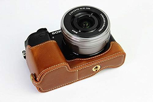 Изкуствена Кожа Половината Фотоапарат Калъф Чанта Кутията С Долен Отвор Версия за Sony Alpha a6400 a6300 a6000