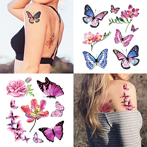 Временни татуировки пеперуди Cerlaza 3D Стикери с Татуировки пеперуди 120 Стилове за жени и Момичета, Реалистични