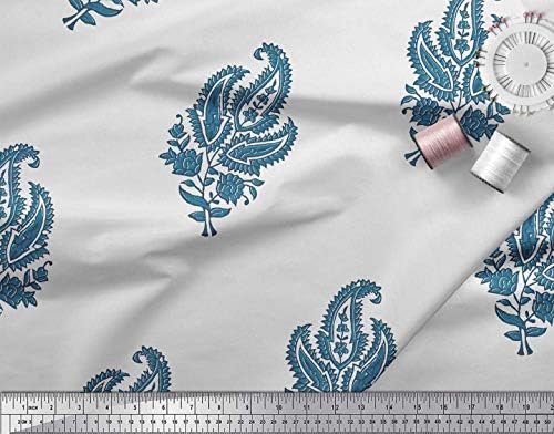 Памучен трикотажная плат Soimoi с флорални принтом и пейсли, ширина 58 см
