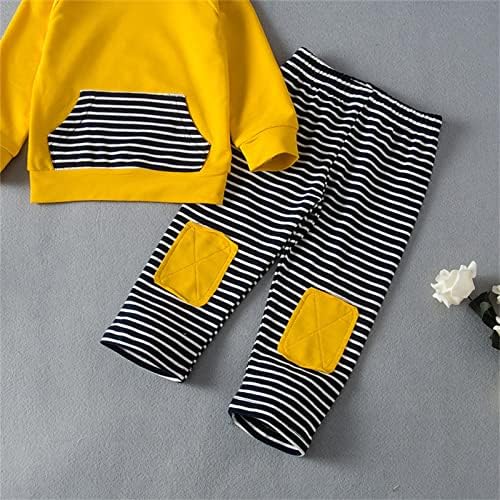Нов Комплект дрехи за бебета, Момичета И Момчета, Есен Шарени Памучен hoody с качулка (Жълто, 12-18 месеца)