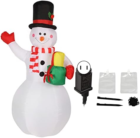 Надуваем Снежен човек с led подсветка, Въртящи се Многоцветни Снежен човек с подсветка за украса на двора (штепсельная