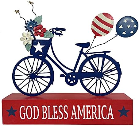 Патриотичен Декор Американски Флаг Балон Велосипедна Скоростна Знак Ден в Памет на Украса на Дома с Дървена