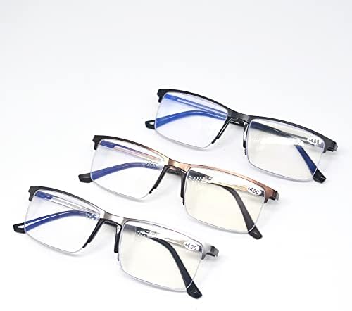 YTLJGJ 3 Чифта Очила За четене За жени И Мъже, Метален Анти-Синя Светлина, Качествени Компютърни Очила За четене