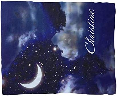 Anneunique Персонализирани Детско Одеало със Звездите, Облаците и Луната, с име, Произведени по Поръчка за детска стая, Флисовые