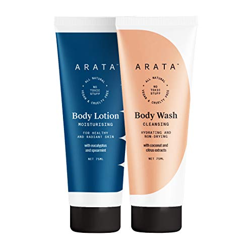 Комплект за грижа за тялото Arata Natural за мъже и жени с лосион за тяло (75 мл) и препарат за миене на тяло
