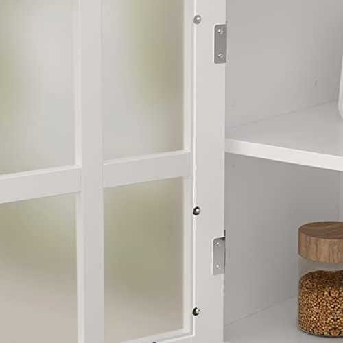 AIEGLE Голям Кухненски шкаф за съхранение в помещение, Кухненски шкаф за съхранение с Врати, Регулируеми рафтове и отворена клетка
