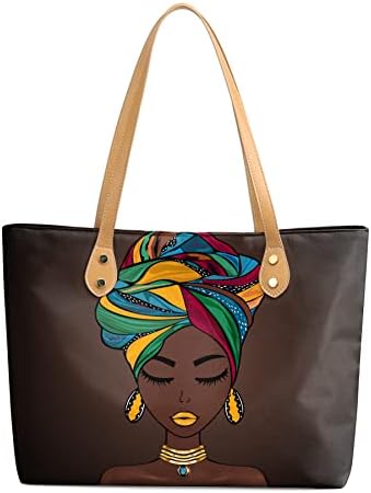 FZNHQL Чанти-тоут Афроамериканские Чанти За Черни Жени, дамски Чанти На Рамо, Плажна Работна Пътна Подарък Чанта