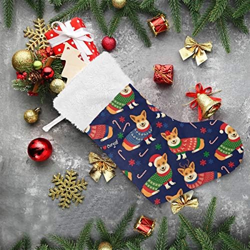 Коледни Чорапи ALAZA Corgis Класически Персонални Декорации за Отглеждане в Голям размер за Семейна Празничния