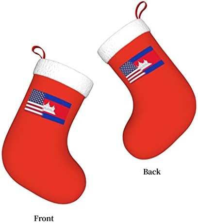 Коледни Чорапи с флага на сащ и Камбоджийским Флага TZT, Подаръци за Коледно парти за семейни Празнични украси 18 Инча
