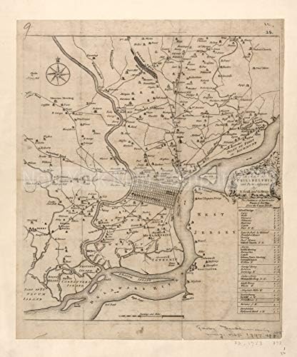Карта 1753 г| Карта на Филаделфия и околните райони,| Пенсилвания|Филаделфия|Philadelp