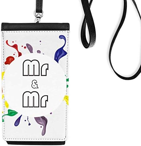 ЛГБТ Дъгата Флаг Mr & Mr Телефон в Чантата си Портфейл Окачен Мобилен Калъф Черен Джоба