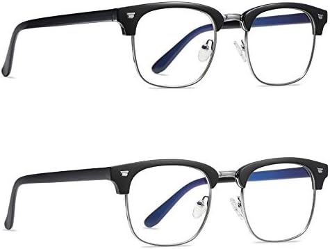 Очила със Сини Светофильтром в ретро стил WOWSUN В Полукадровой рогова Рамка С Прозрачни Лещи 2 опаковки