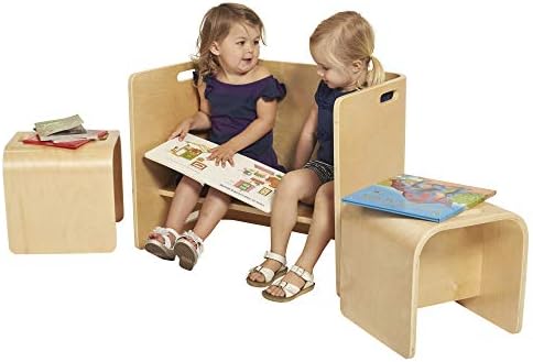 Универсален комплект маси и столове ECR4Kids Bentwood, натурална детски мебели, от 3 теми