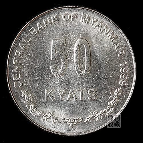 Мианмар 50-метров Лъв Издание на 24-мм Азиатски чуждестранни монети
