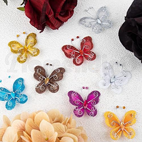Framendino, 26 опаковки цветни прозрачни етажа блестящи пеперуди от найлон органза, поделочных пеперуди за сватба, украса