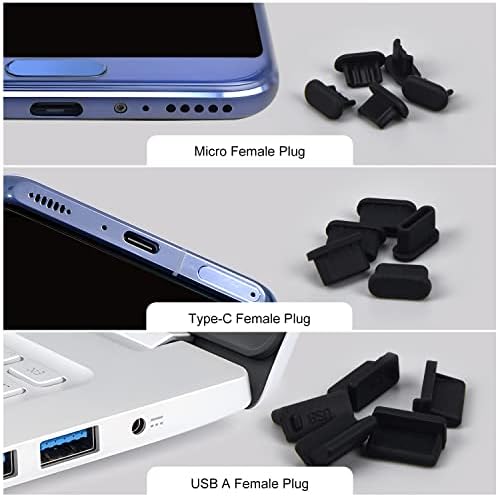 30ШТ 6 Вида заглушек за защита от прах USB, Силиконова капачка за прах, USB Type-C, Защита на пристанището на капака на