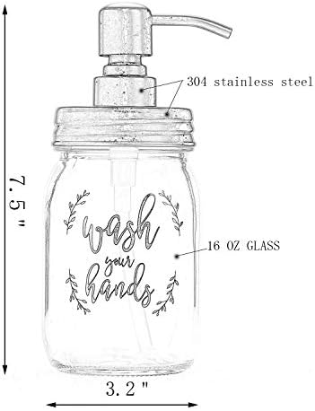 JSOON 16 грама-Бутилки с пищност, Захранващи сапун за ръце Mason Jar w, помпа от неръждаема стомана - Прозрачен Кристал,