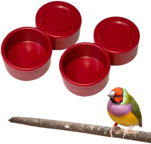 Animalplast 4 Опаковки Трайни Хранилки за птици, Чашата Червена, Пластмасова Чиния за птици под формата на Черепка, Малка